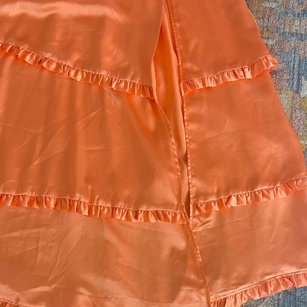 Show Me Your MuMu Peach Satin Tiered Ruffle Maxi Dress - Picture 5 of 16